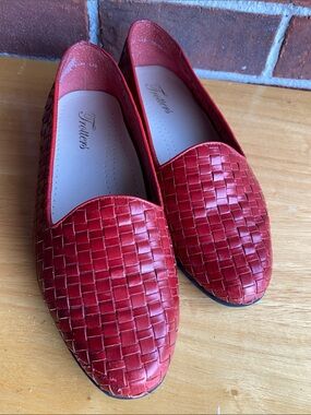 Trotters Red Woven Slip-On Loafers